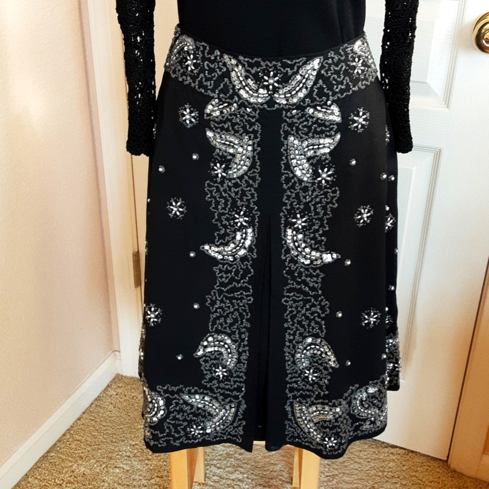 Boston Proper Black Embellished Skirt